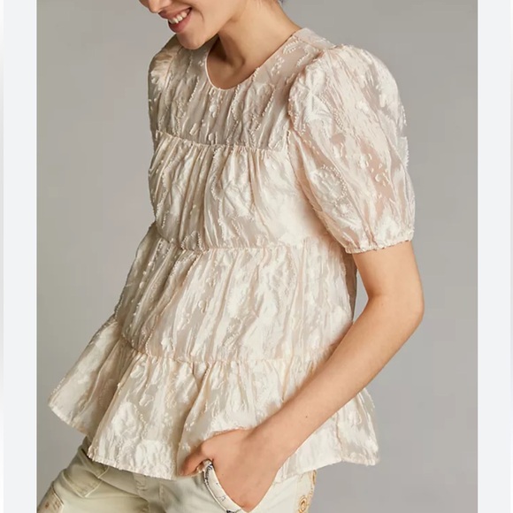 Moon River Geneva Cream Puff Sleeve Blouse - Picture 1 of 7